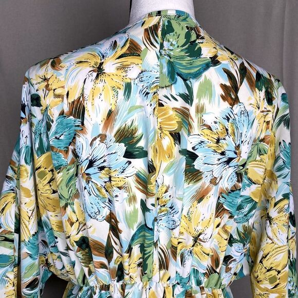 SHEIN Dolman Sleeve Floral Print Mini Swing Dress Large Spring Tropical Yellow - Picture 8 of 11